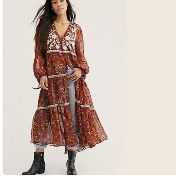 Free People Call on Me Embroidered Maxi Top - Picture 1 of 13